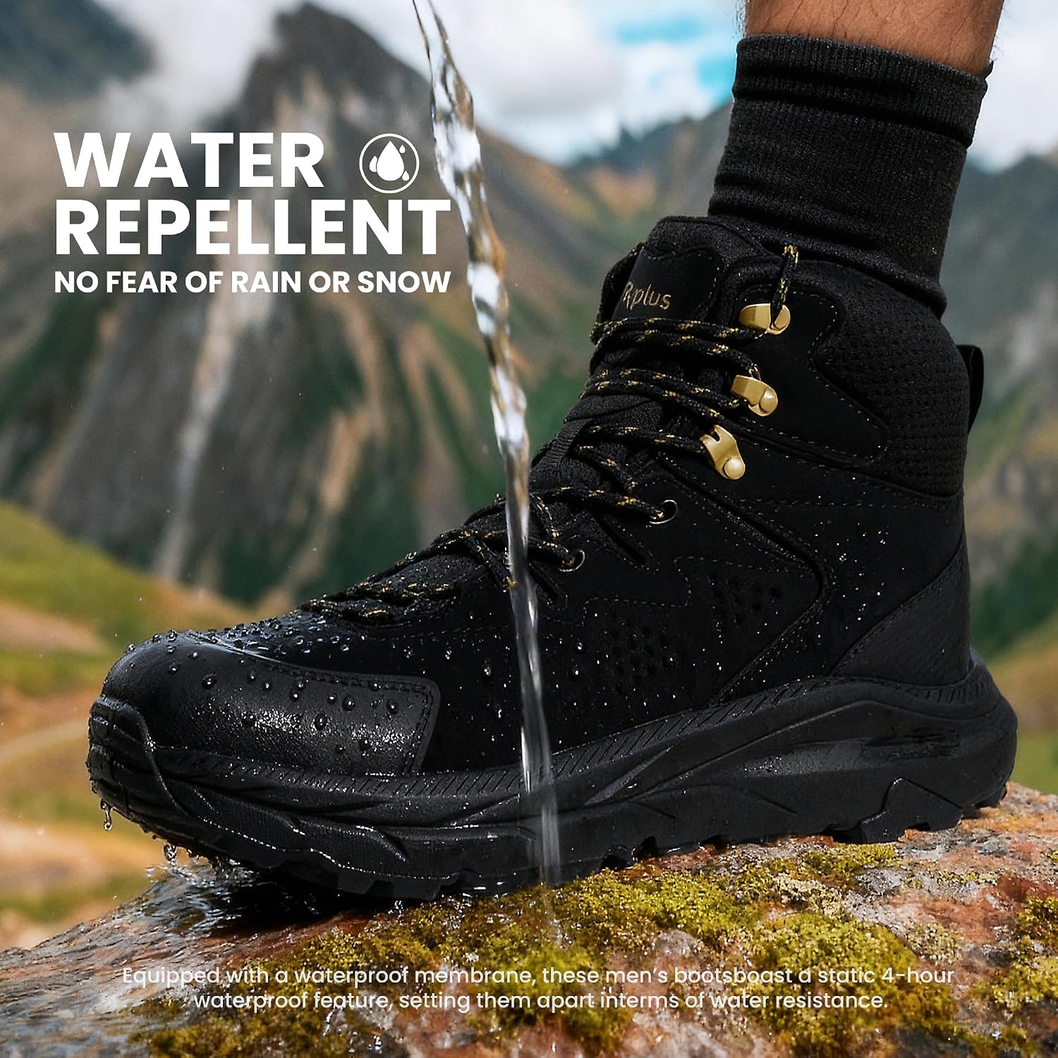 Men‘s Waterproof Hiking Boots, Slip-Resistant All-Terrain Grip