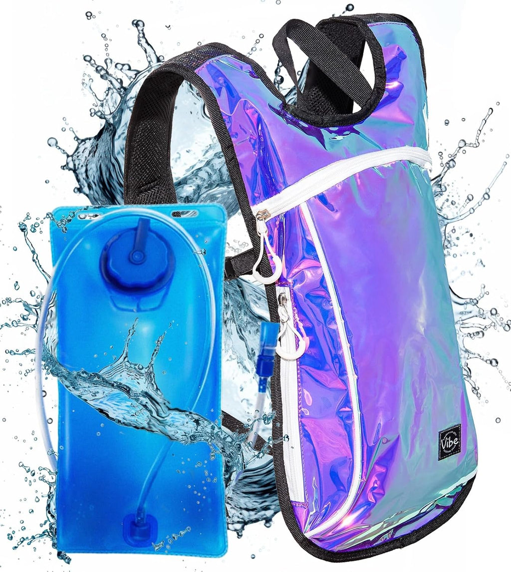Vibe Festival Gear Rave Hydration Pack Backpack with 2L Water Bladder for Women Men – Festival Hydropack, Hydro Pack, Leak Proof, Lightweight – Teens, Party, Hiking, Running, Outdoor Sports