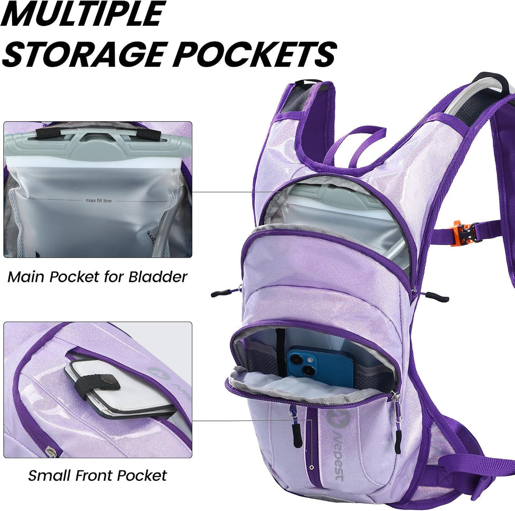 Nepest Hydration Pack Backpack with 2L Water Bladder Reflective Lightweight