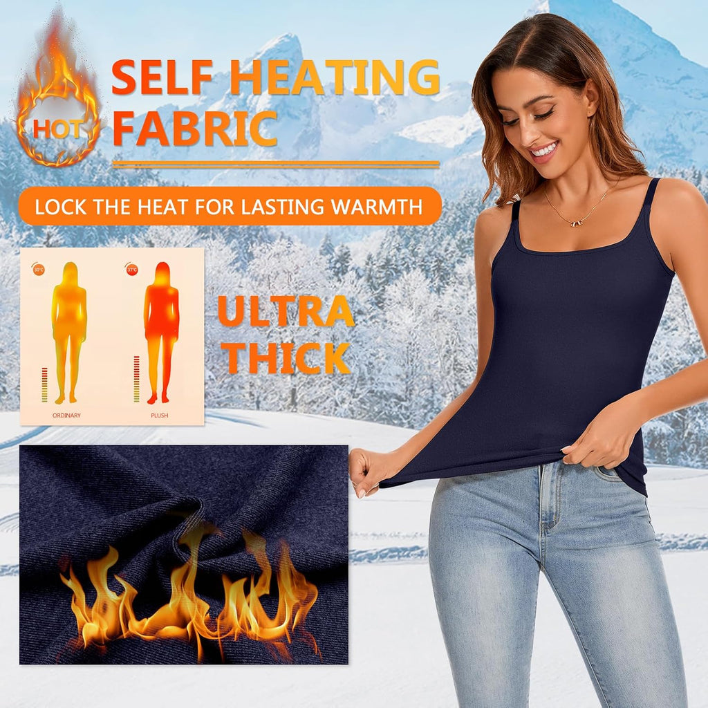 WOWENY Thermal Tank Tops for Women Adjustable Straps Warm Base Layer Shirt