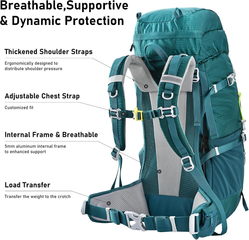 N NEVO RHINO 40L Internal Frame Hiking Backpack with Rain Cover