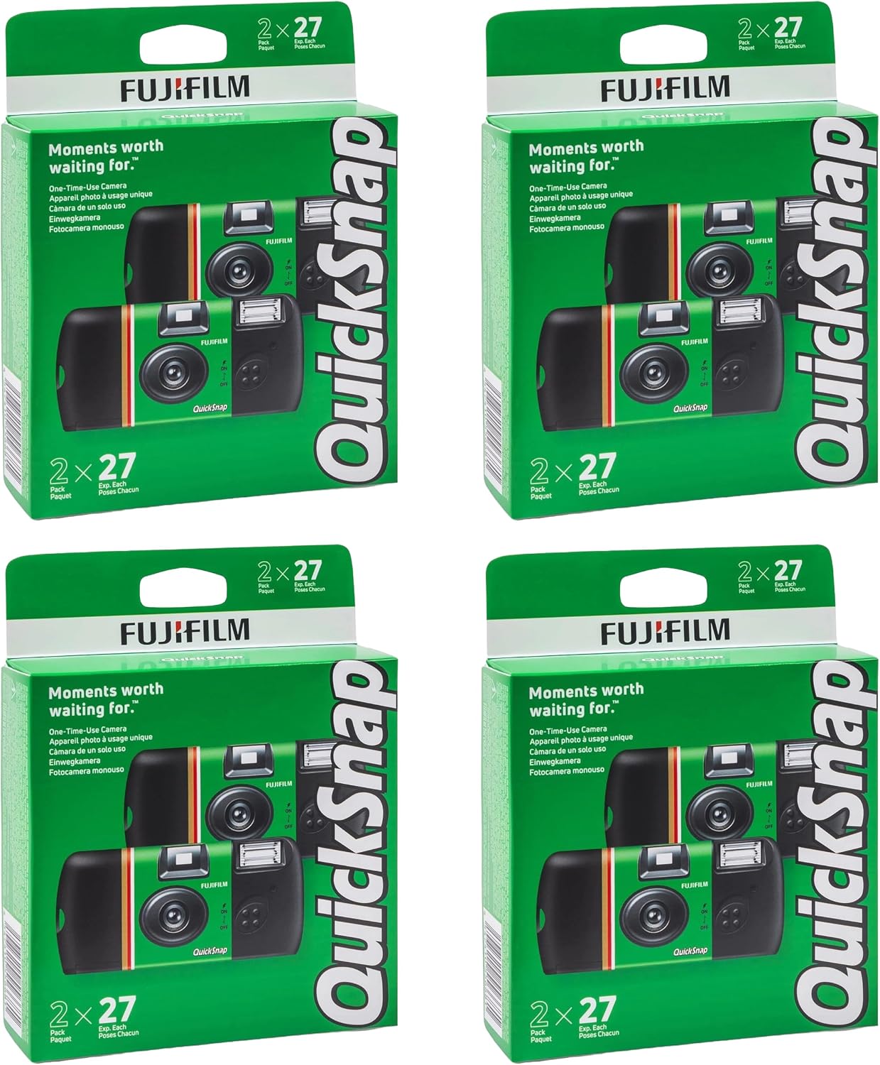 FUJIFILM QuickSnap Flash 400 Disposable Camera 8-Pack 27 Exposures Bundle