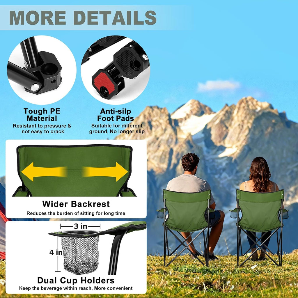Joyfair Camping Chairs for Lawn & Beach, Large for Adults, Olive Green