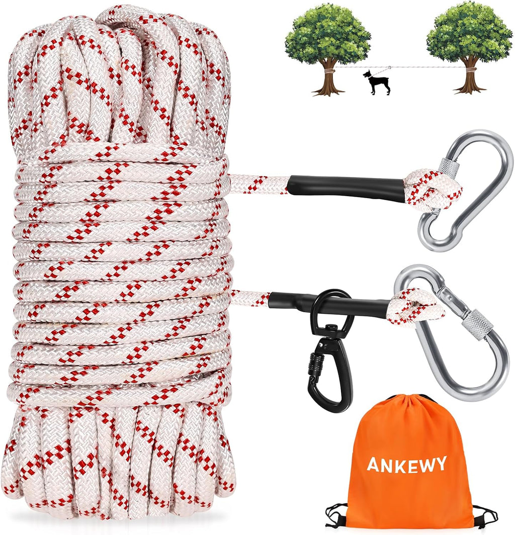 50ft Dog Tie Out Cable Holds 350lbs Dog Runner for Yard Camping Outdoor