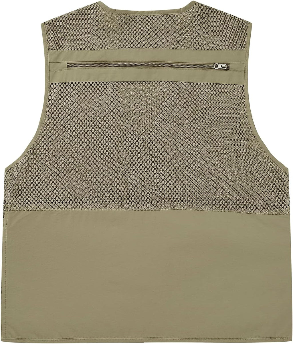 Ziker Men's Mesh Breathable Openwork Camouflage Journalist Photographer Fishing Vest Waistcoat Jacket Coat