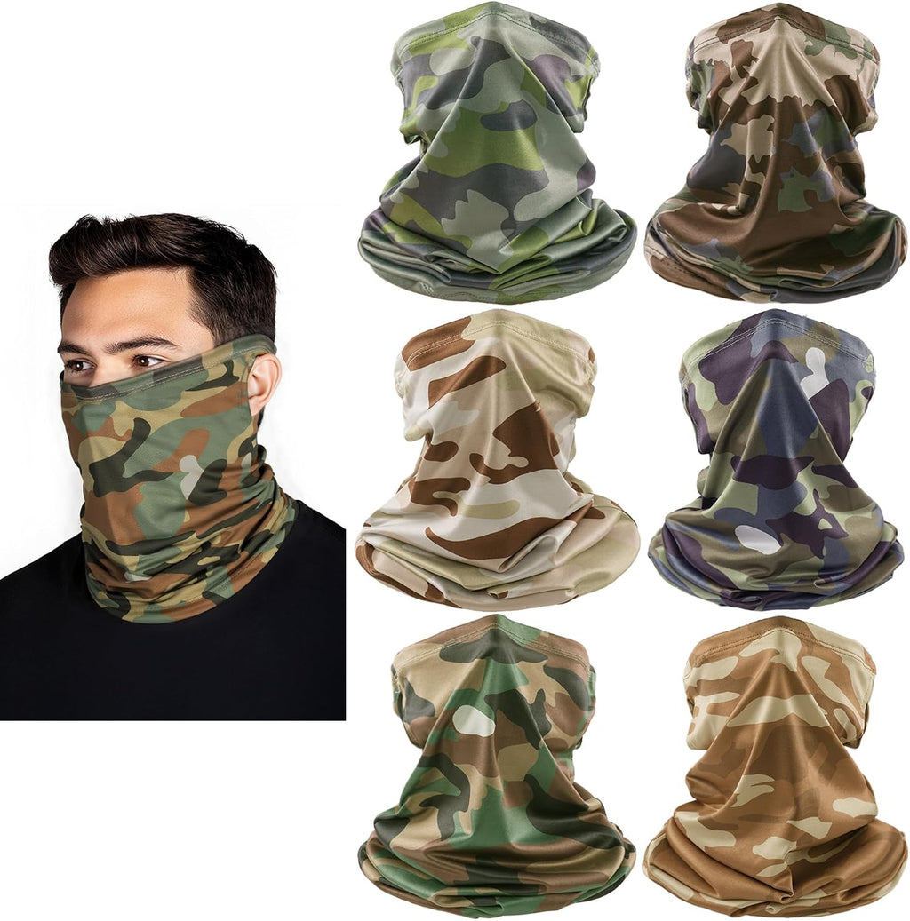 HONGTEYA 6 Pack Summer Neck Gaiter, UV Protection Cooling Face Mask Breathable Bandana Head Scarf Face Cover for Men Women