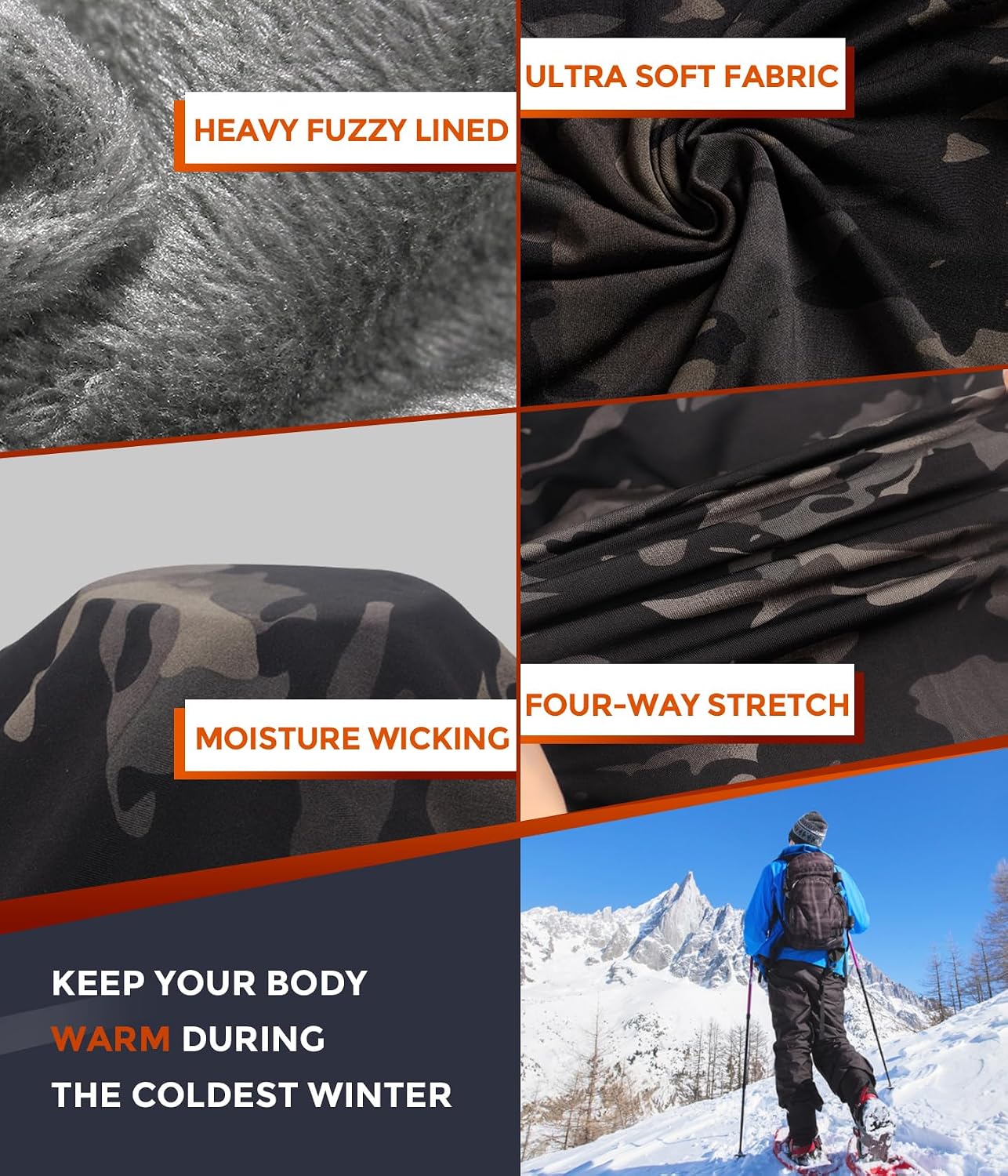 Mens Thermal Underwear Long Johns Set Cold Weather Hunting Base Layer