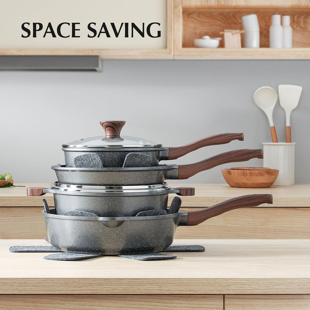 SENSARTE Nonstick Cookware Set 13 Pcs, Non Stick Pots and Pans Set