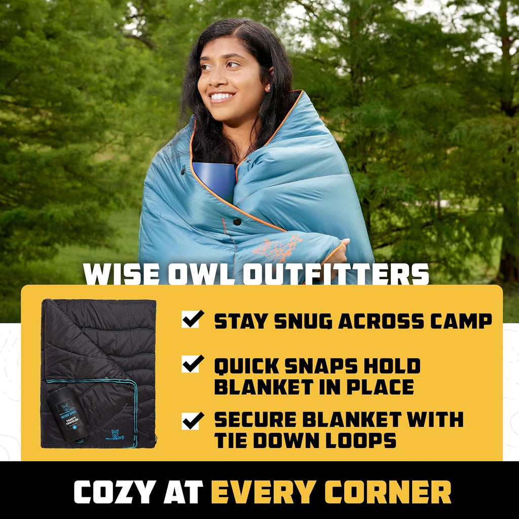 Wise Owl Outfitters Camping Blanket, Packable Puffy Quilt for Backpacking