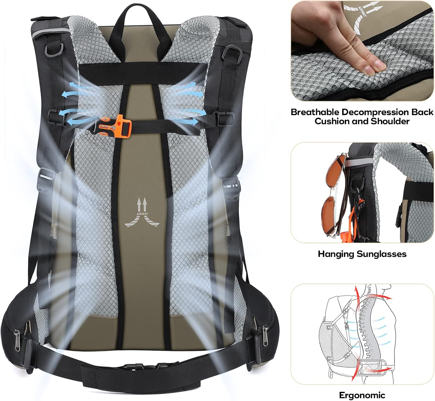 Maelstrom 40L Hiking Backpack, Lightweight Camping Daypack with Rain Cover