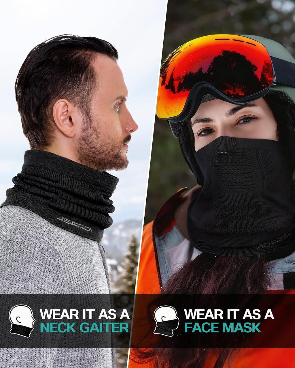 AOPREL Winter Neck Gaiter Breathable Neck Warmer Windproof Half-Face Mask