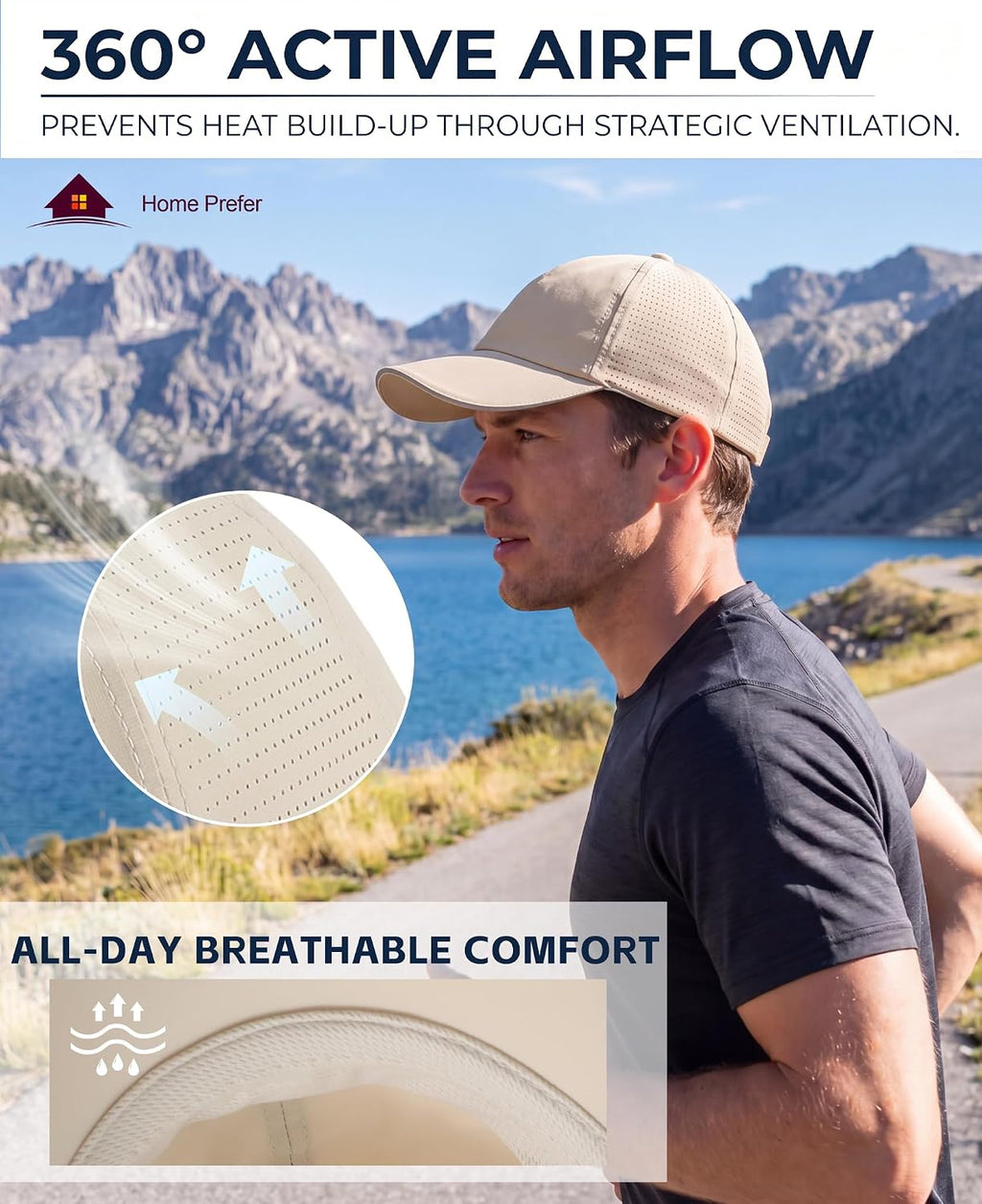Home Prefer Reflective Water Repellent Quick Dry Airy UPF50+ Sun Hat for Men Women Outdoor Sports Baseball Caps Unisex