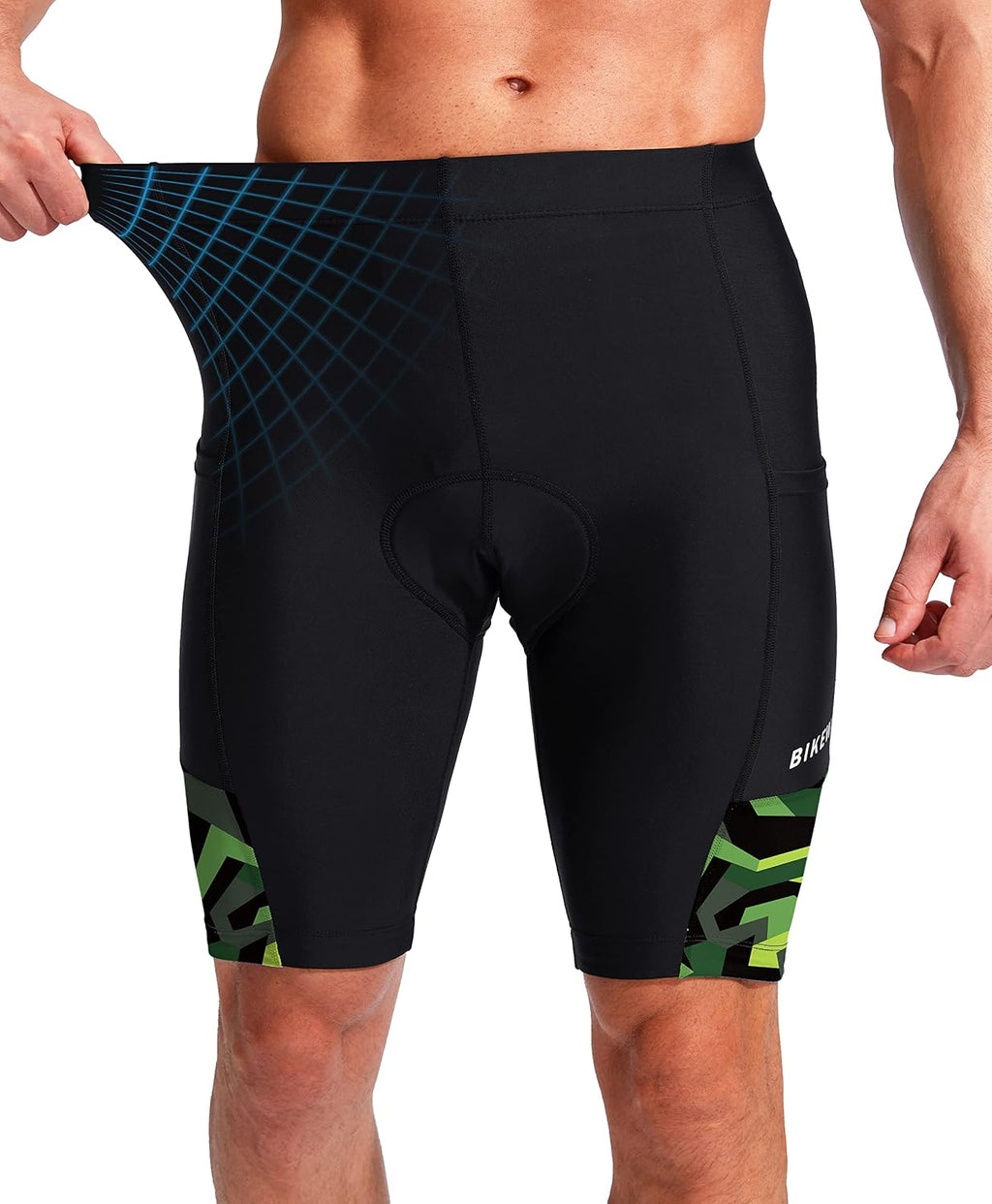Bikewa Men's Bike Shorts 3D Padded Cycling Road Biking Mountain Riding Biker Bicycle UPF 50+ Cycle Shorts Zipper Pockets