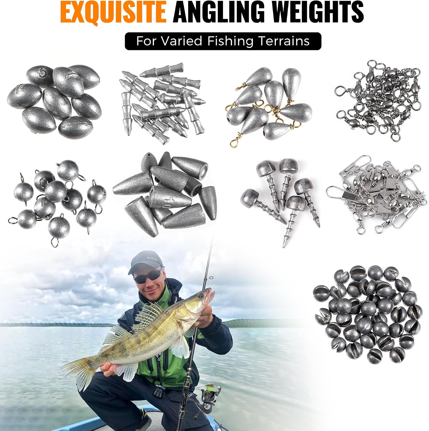 PLUSINNO 264/397pcs Fishing Accessories Kit, Organized Fishing Tackle Box with Tackle Included, Fishing Hooks, Fishing Weights Sinkers, Swivels, Beads, Fishing Gear Set Equipment for Bass Trout