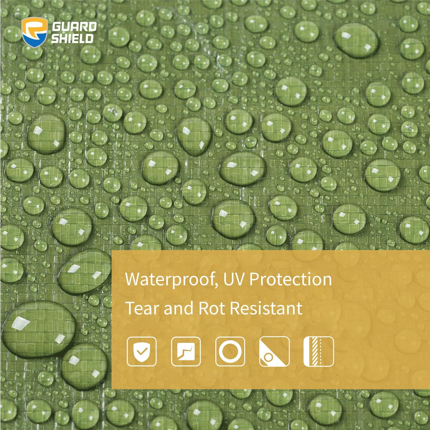 GUARD SHIELD Tarps Heavy Duty Waterproof 10x10 Feet Green Poly Tarp Cover Square Outdoor Thick UV Resistant Tarpaulin with Grommets 10mil (2-Pack)