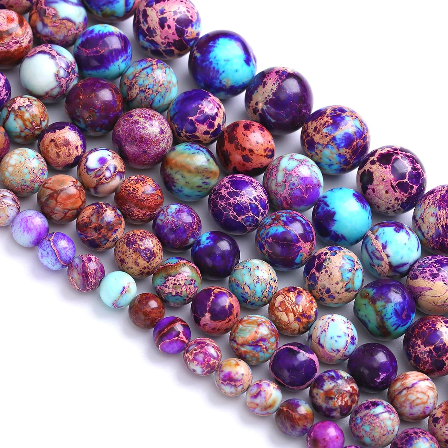 12MM 30PCS Natural Stone Galaxy Purple Sea Sediment Imperial Jasper Loose Beads for Jewelry Making DIY Bracelet Necklace