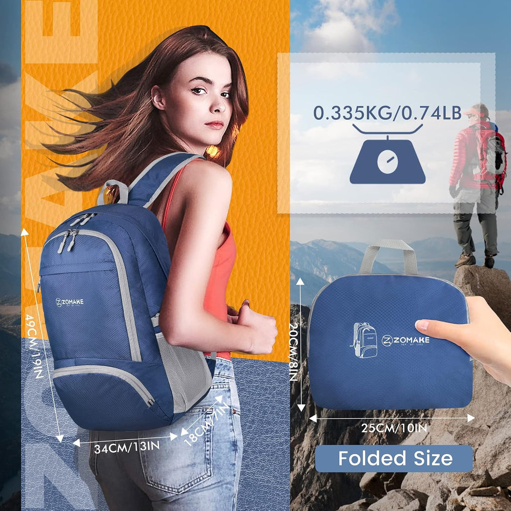 ZOMAKE Lightweight Packable Backpack 30L, Foldable Travel Hiking Daypack