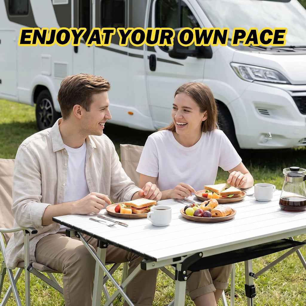 Folding Camping Table, Portable Aluminum Adjustable Height