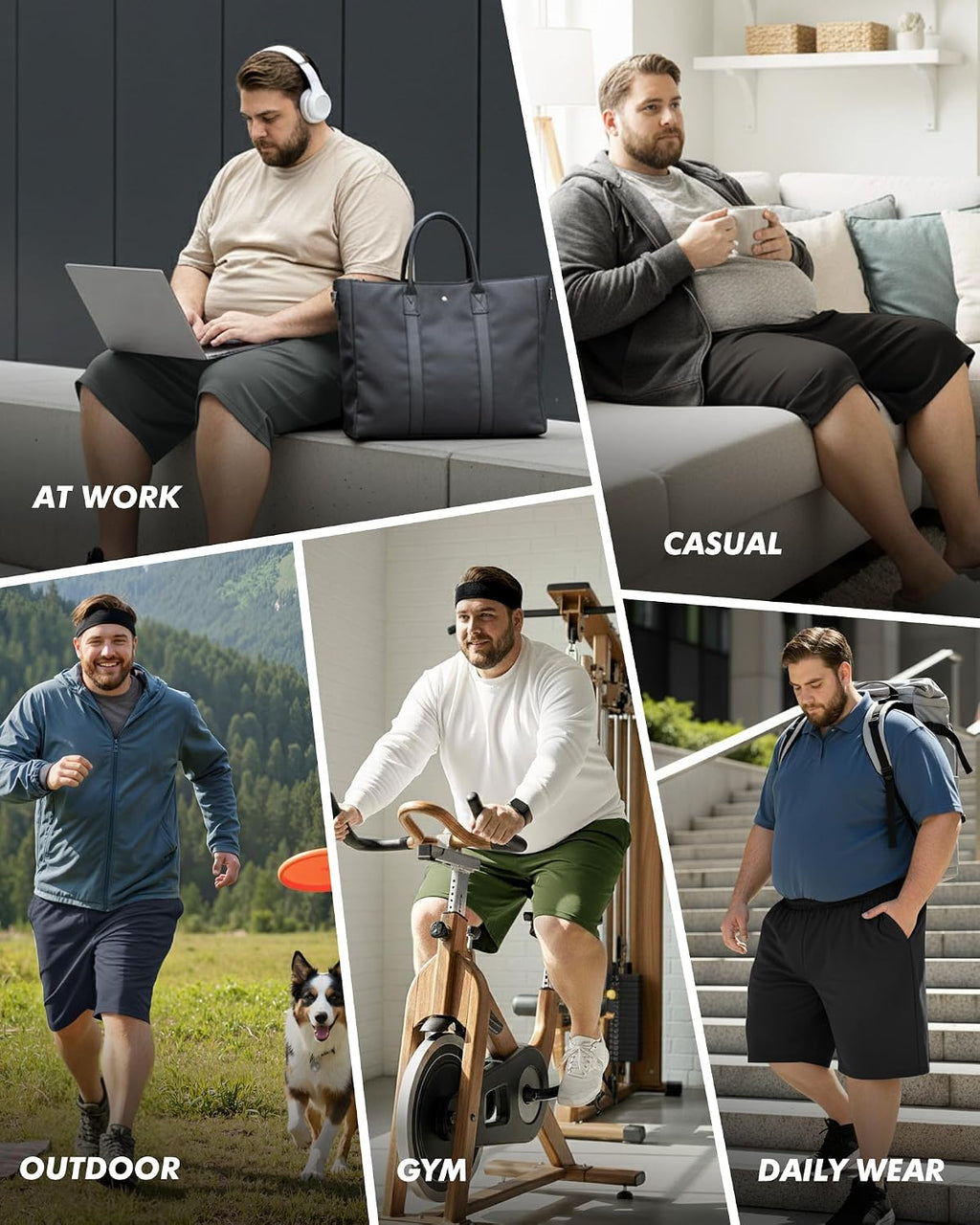 3 Pack Big and Tall Mens Gym Shorts - Basketball Black Athletic (3XL-5XL)