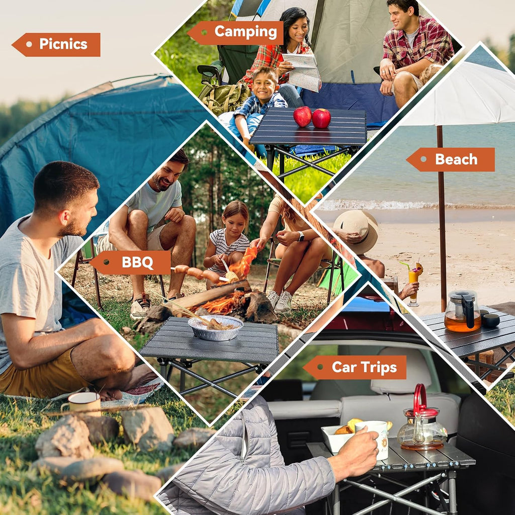 Opliy Folding Camping Table,Portable Table for 1-2 Persons -Collapsible Table Lightweight with Carry Bag for Camping, Hiking, Picnics, BBQs, Beach Trips & Tailgating(16.5 inch).
