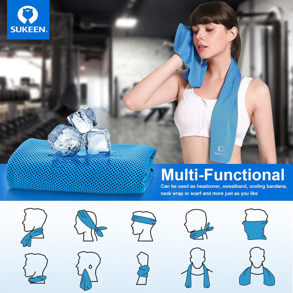 Sukeen 4 Pack Cooling Towels (40"x 12"), Cooling Neck Wraps, Soft Ice Towel