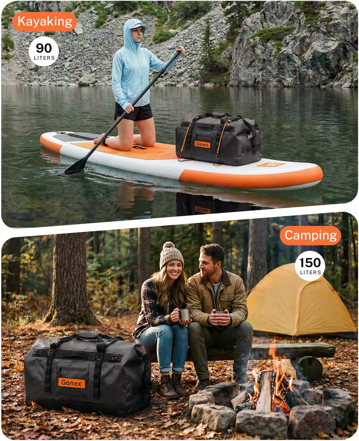 Gonex Waterproof Duffel Bag, 150L Heavy Duty Dry Bag, Reinforced Bottom