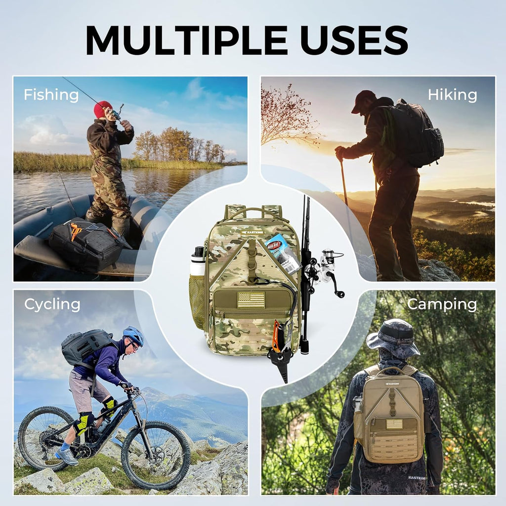 KastKing KastMate Fishing Backpack With 2 Rod Holders, Khaki Camo