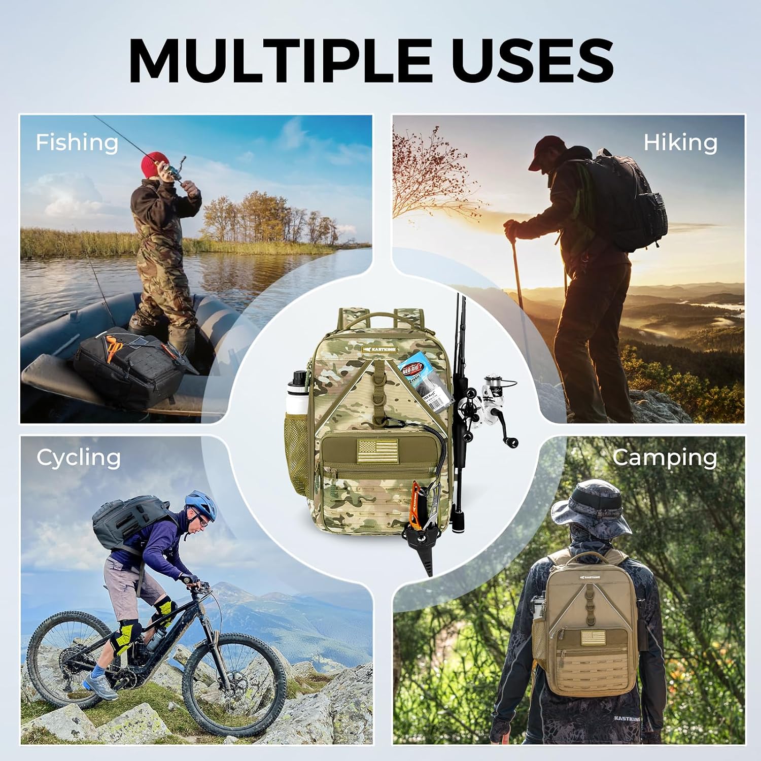 KastKing KastMate Fishing Backpack With 2 Rod Holders, Khaki Camo