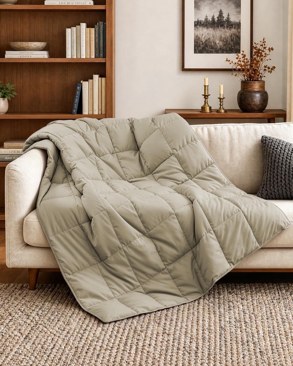 Deodar Down Fiber Throw Blanket Lightweight Packable Throw Indoor & Outdoor