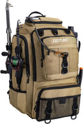 Goture 40L Fishing Tackle Backpack Khaki Water-Resistant Fishing Cooler Bag