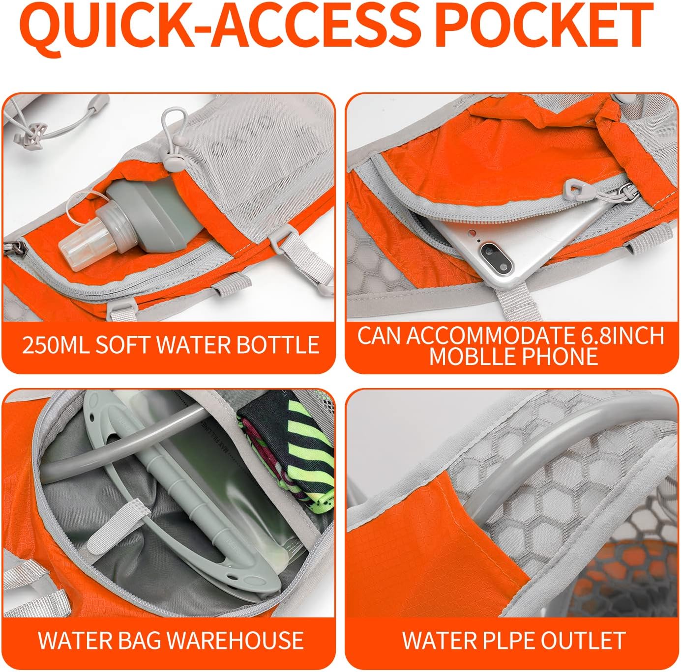 IX INOXTO Hydration Pack Backpack, Lightweight Water Backpack with 2L Hydration Bladder Daypack for Men Women,Running Hydration Vest for Trail Running Hiking Cycling Race Climbing