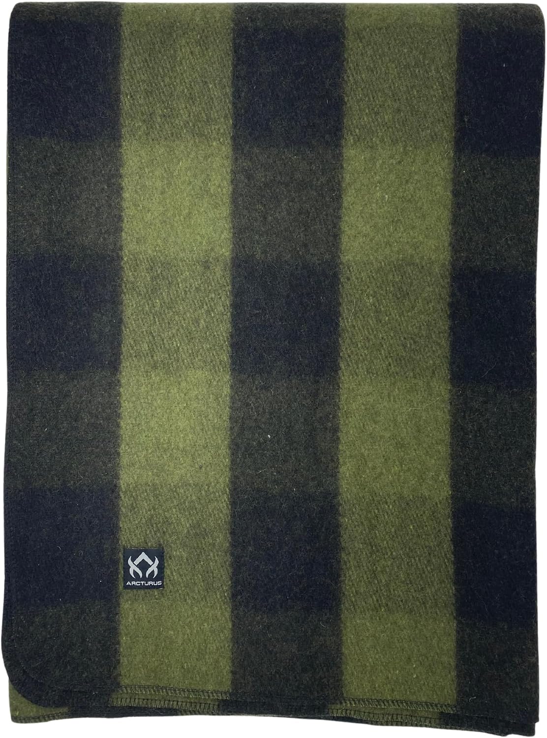 Arcturus Backwoods Wool Blanket - 4.5lbs, Warm, Heavy, Washable, Large | Great for Camping, Outdoors, Survival & Emergency Kits (Olive Green Buffalo)