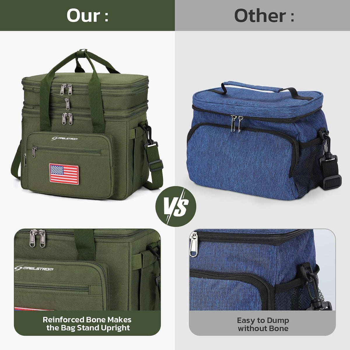 Maelstrom 23L Insulated Lunch Box, Expandable Double Deck Cooler Bag