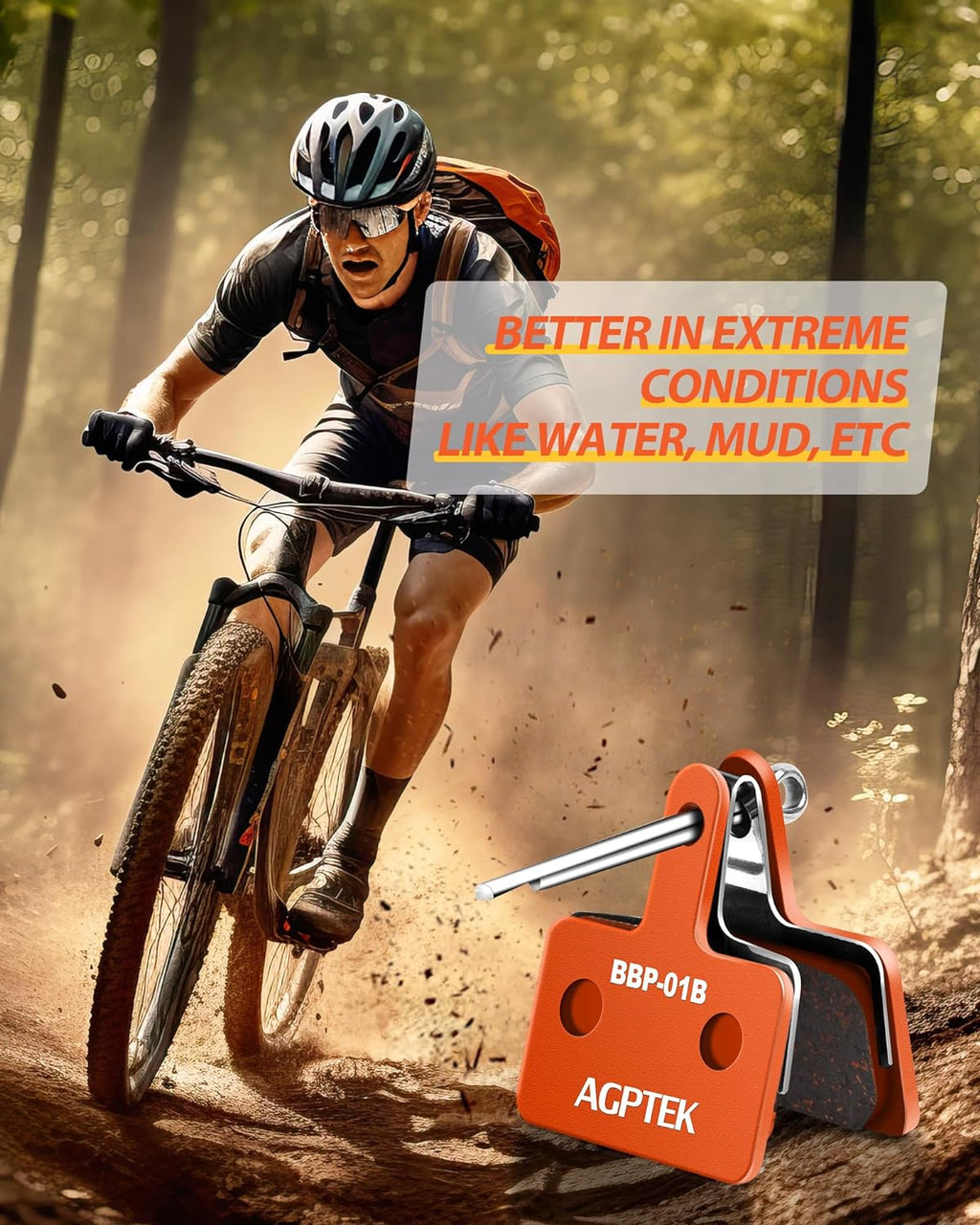 AGPTEK Bike Brake Pads, Compatible with TRP Tektro Shimano MTB,Semi-Metal