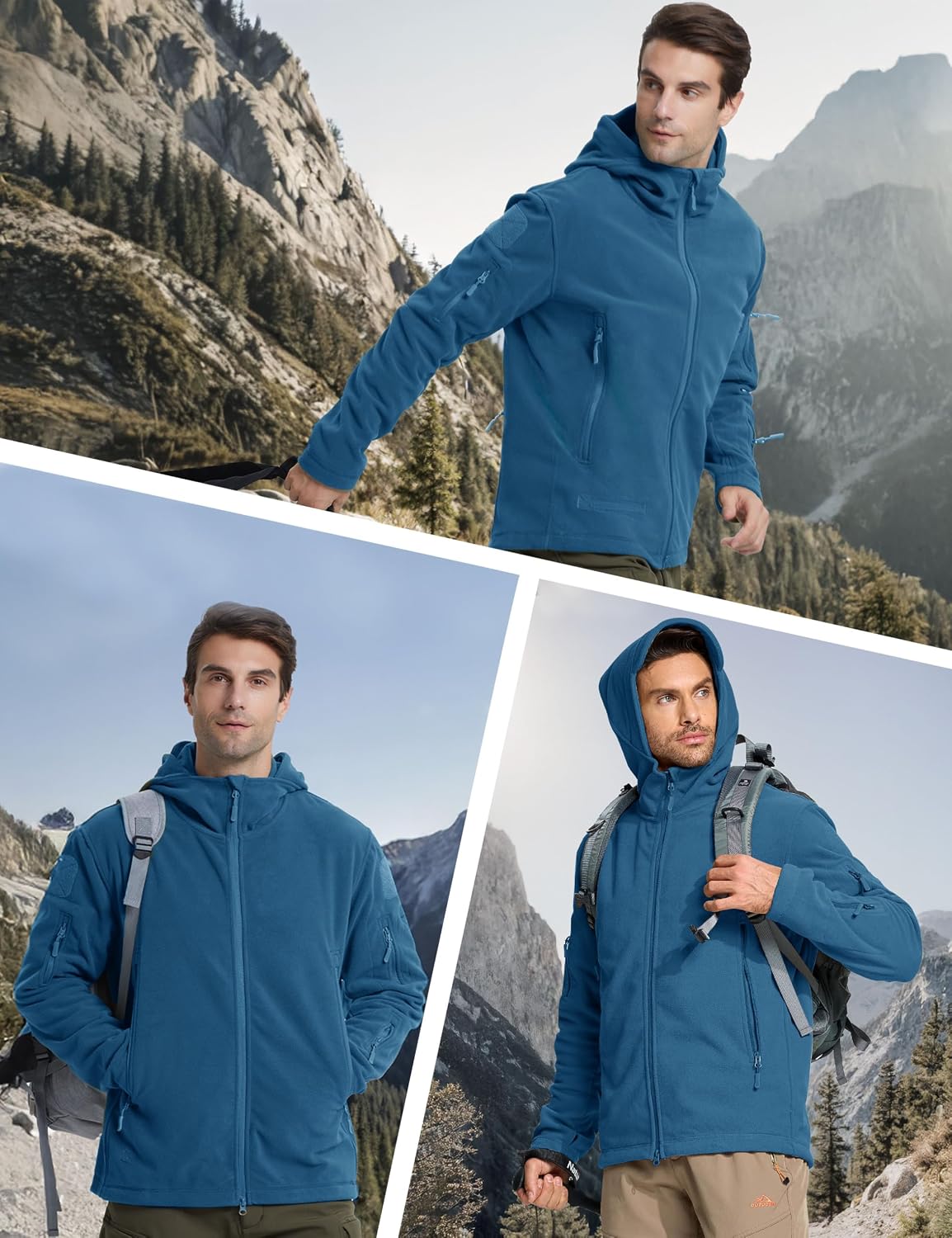 CRYSULLY Men's Military Tactical Sport Warm Fleece Hooded Outdoor Adventure Jacket Coats