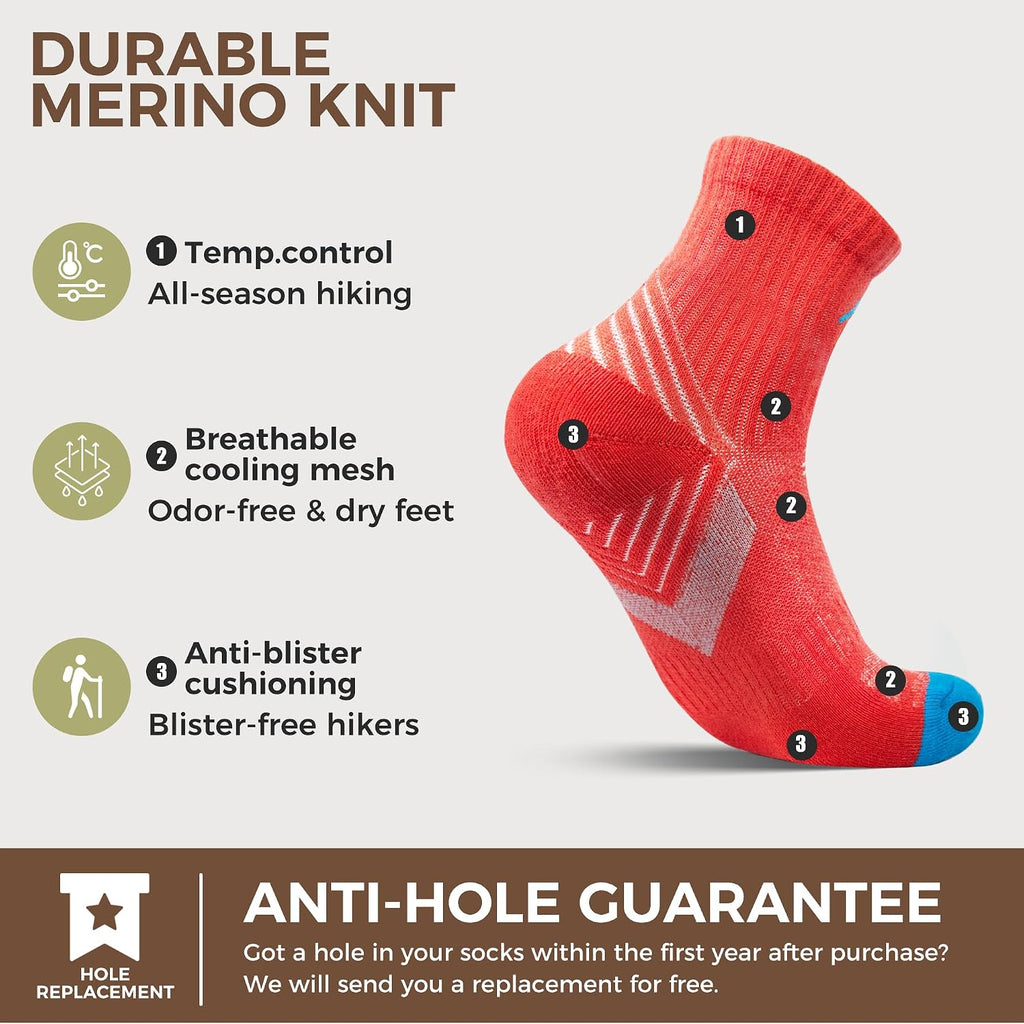 innotree Merino Wool Hiking Socks for Women, 5 Pairs