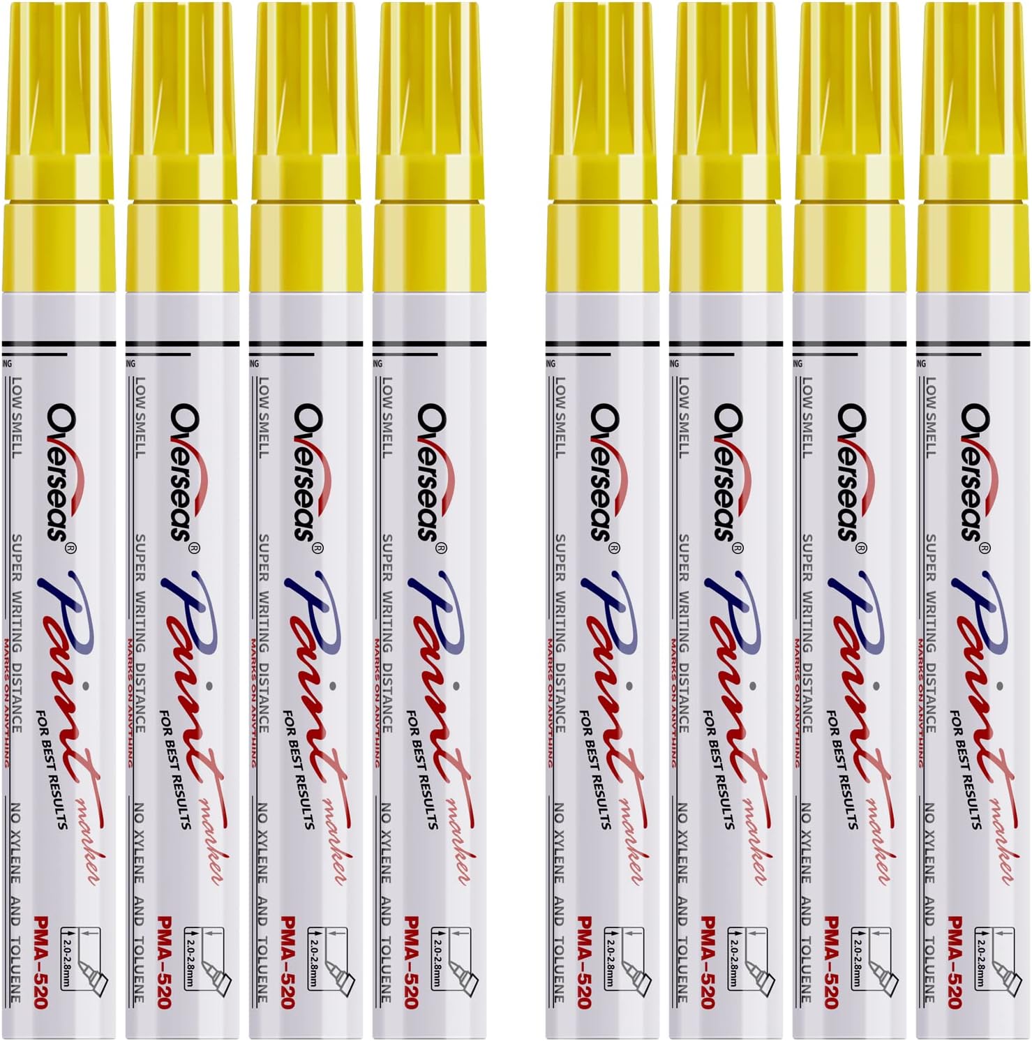 Overseas 8 Yellow Paint Pens Permanent Markers, Oil Based Paint Markers