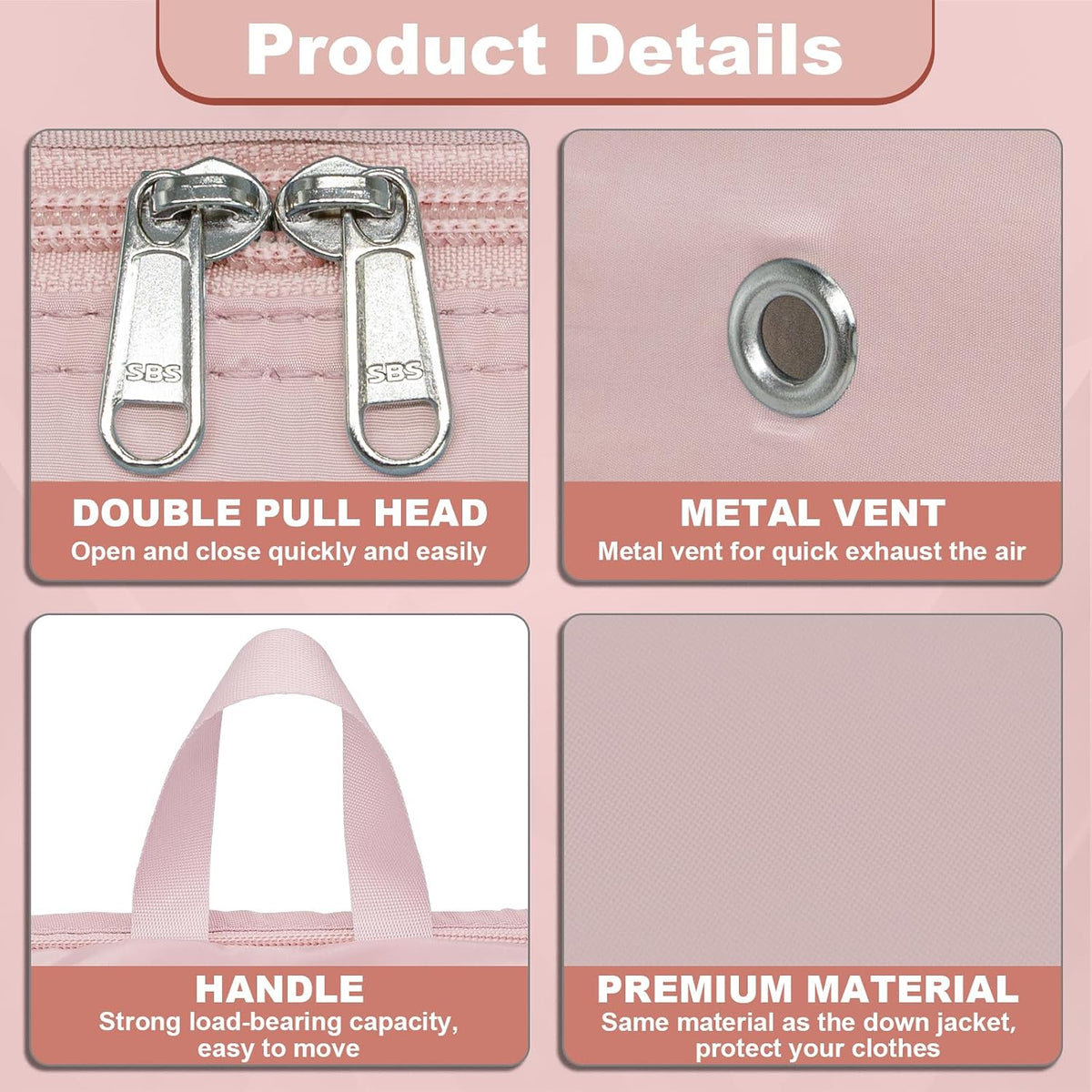Packing Cubes for Travel Packing Organizers Compression Travel Cubes, Pink