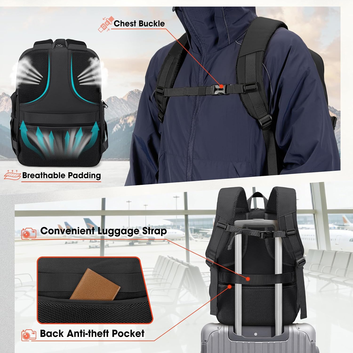 RAINSMORE Camera Backpack, DSLR/SLR/Mirrorless Camera Bag for Photographers