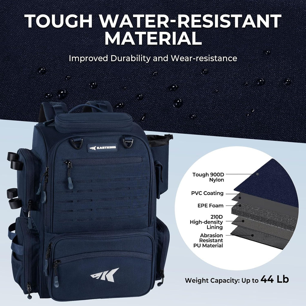 KastKing Bait Boss Fishing Backpack with Rod Holders, 4 Tackle Boxes