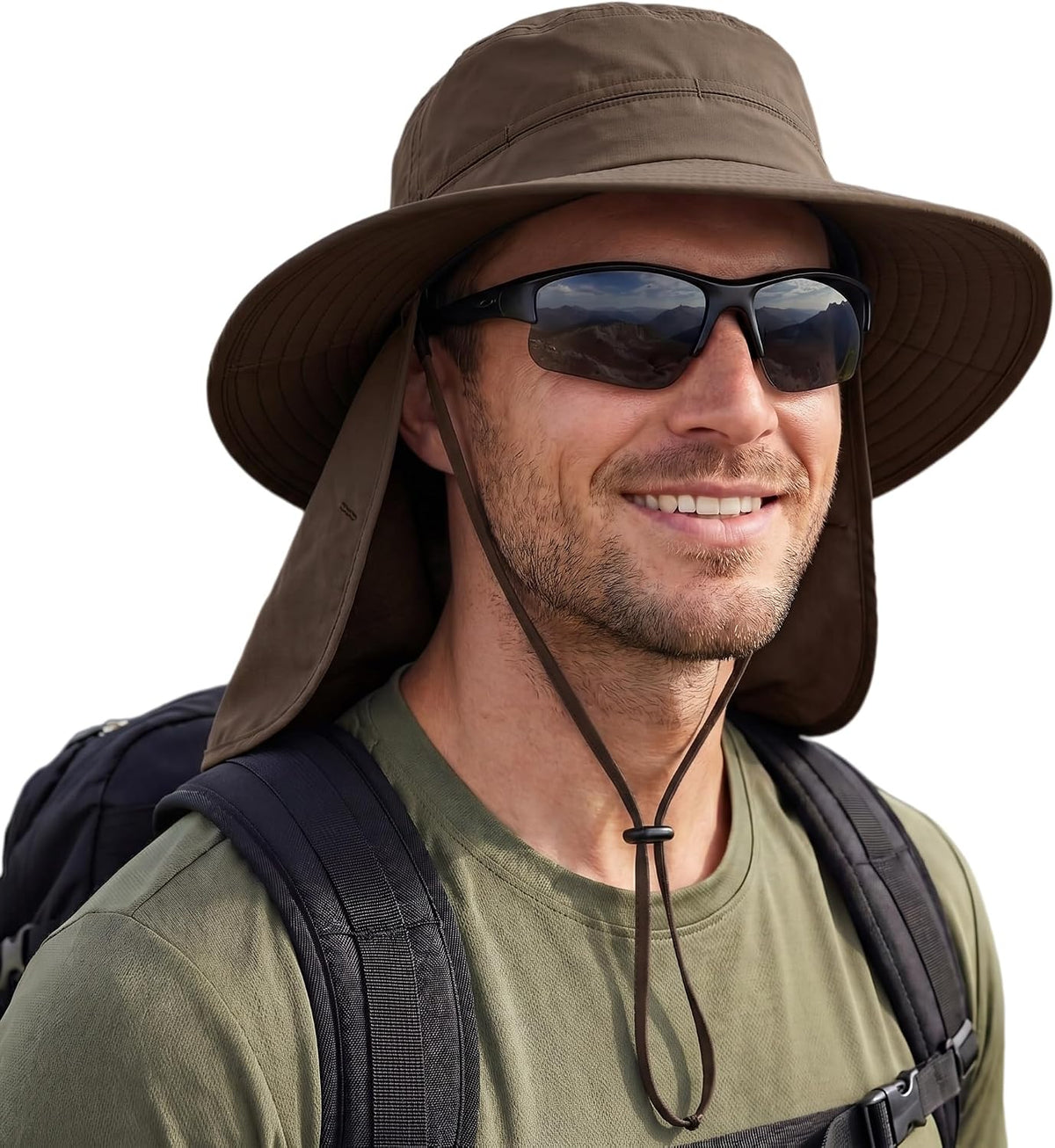 Connectyle Wide Brim Sun Hat for Men Women UPF 50+ Breathable Fishing Hat with Neck Flap Outdoor Hiking Safari Bucket Hats