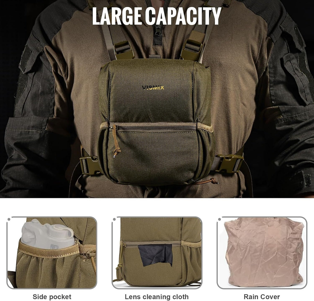 VISMIX Binocular Harness with Rain Cover for Hunting Hiking Shooting