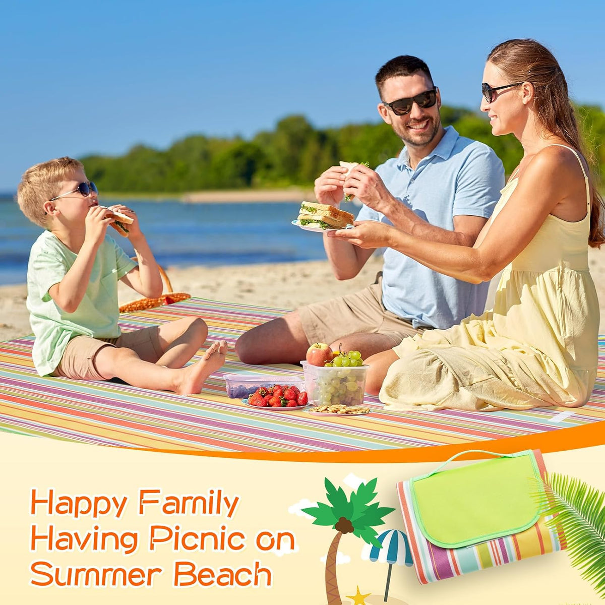 Shellwei 6 Pcs Picnic Blankets Waterproof Sandproof, 80 x 60 Inch