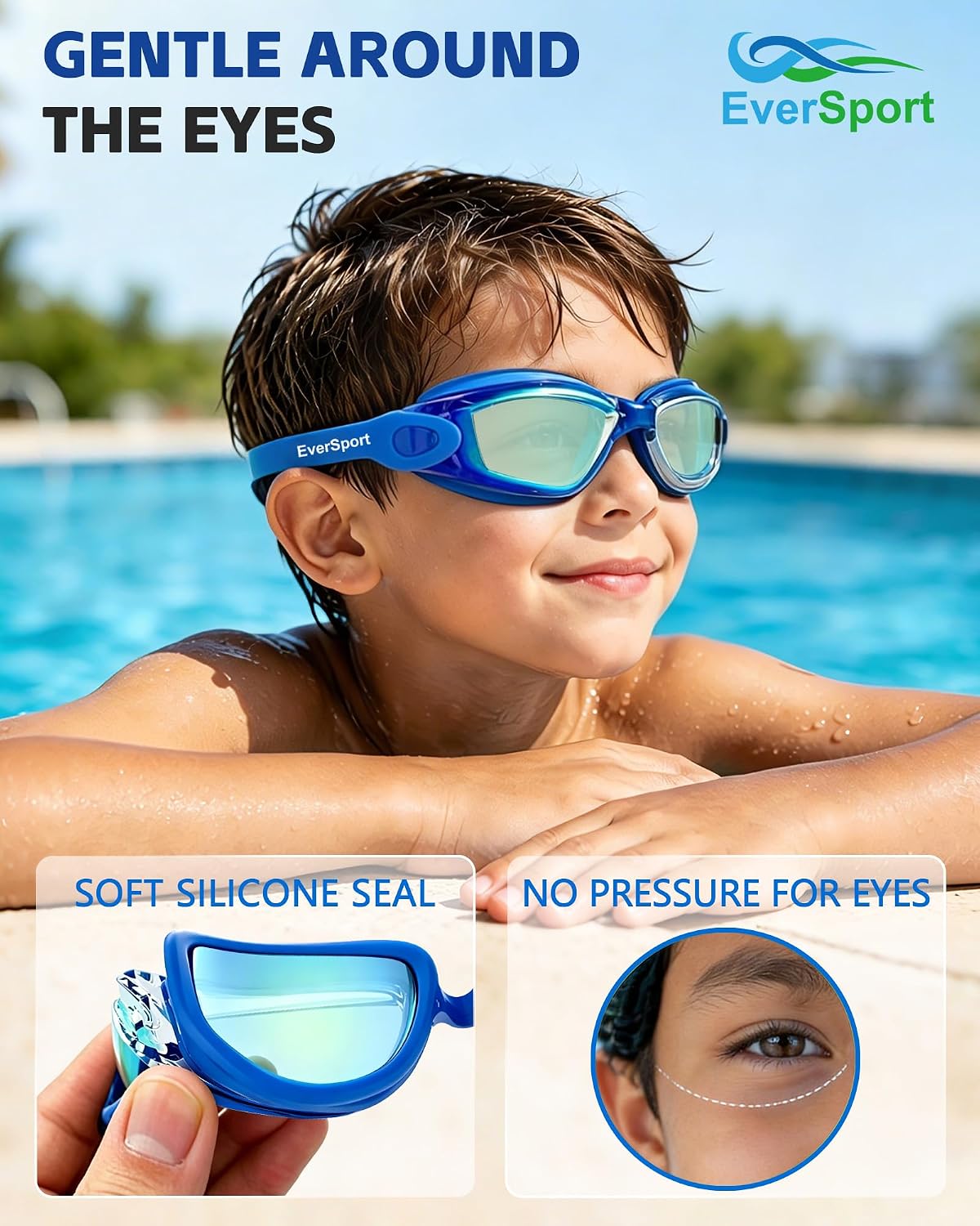 EverSport Kids Swim Goggles 2 Pack Anti-Fog Anti-UV Youth Boys Girls 4-16