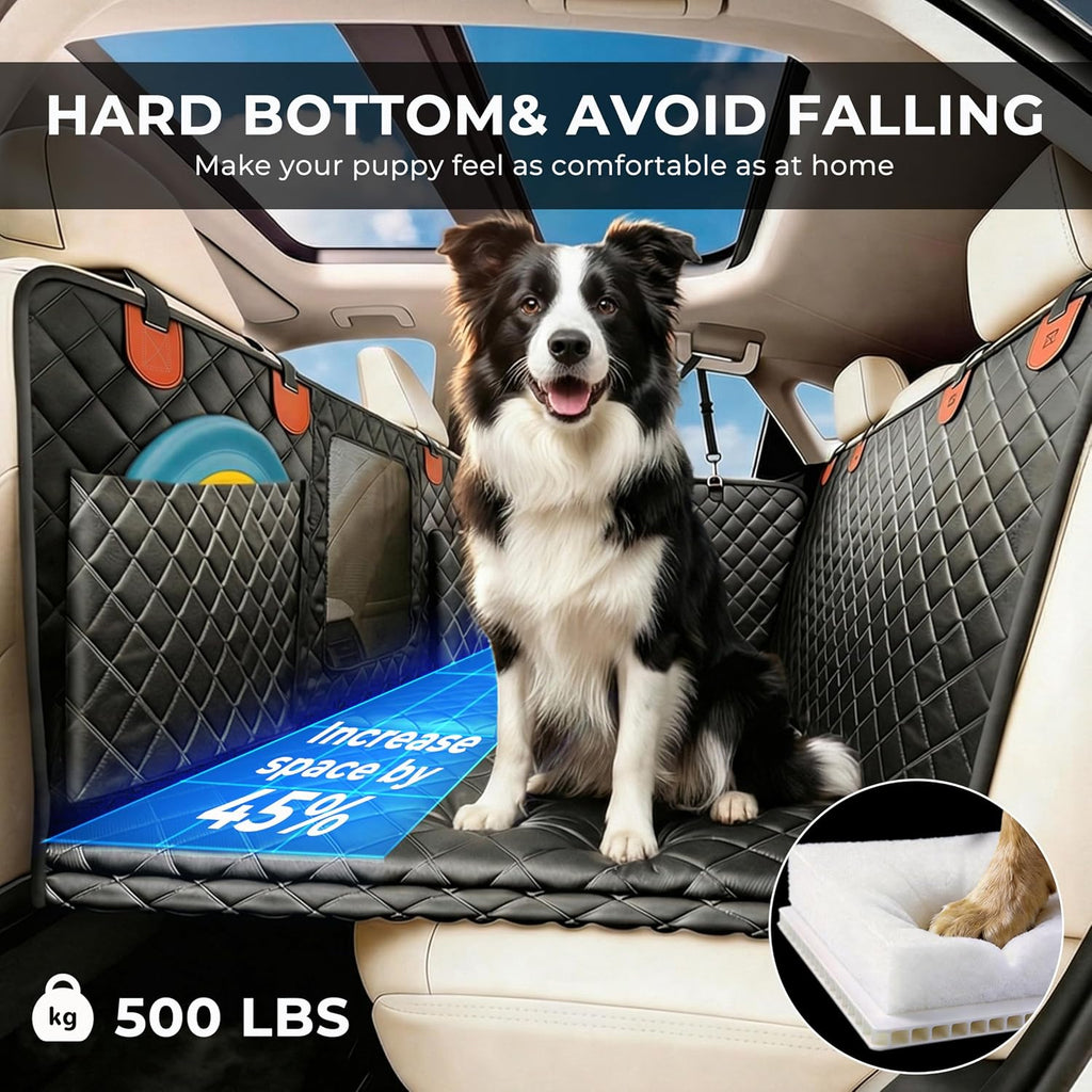 Hard Bottom Dog Car Seat Cover for Back Seat,900D Heavy Duty 500lbs Support