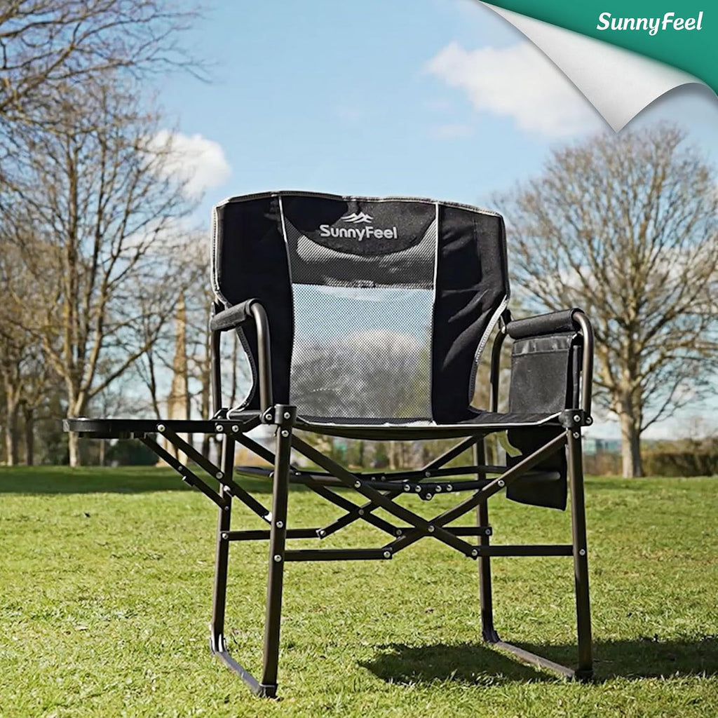 SUNNYFEEL Oversized Camping Chair Portable Directors Chairs with Side Table