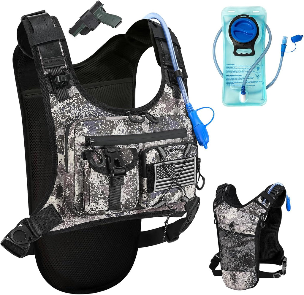 Criuage USA Patent Running Hydration Vest Backpack, Lightweight Chest Pack with 2.0L Water Bladder Bag Daypack for Hiking Running Cycling Race Marathon for Women Men