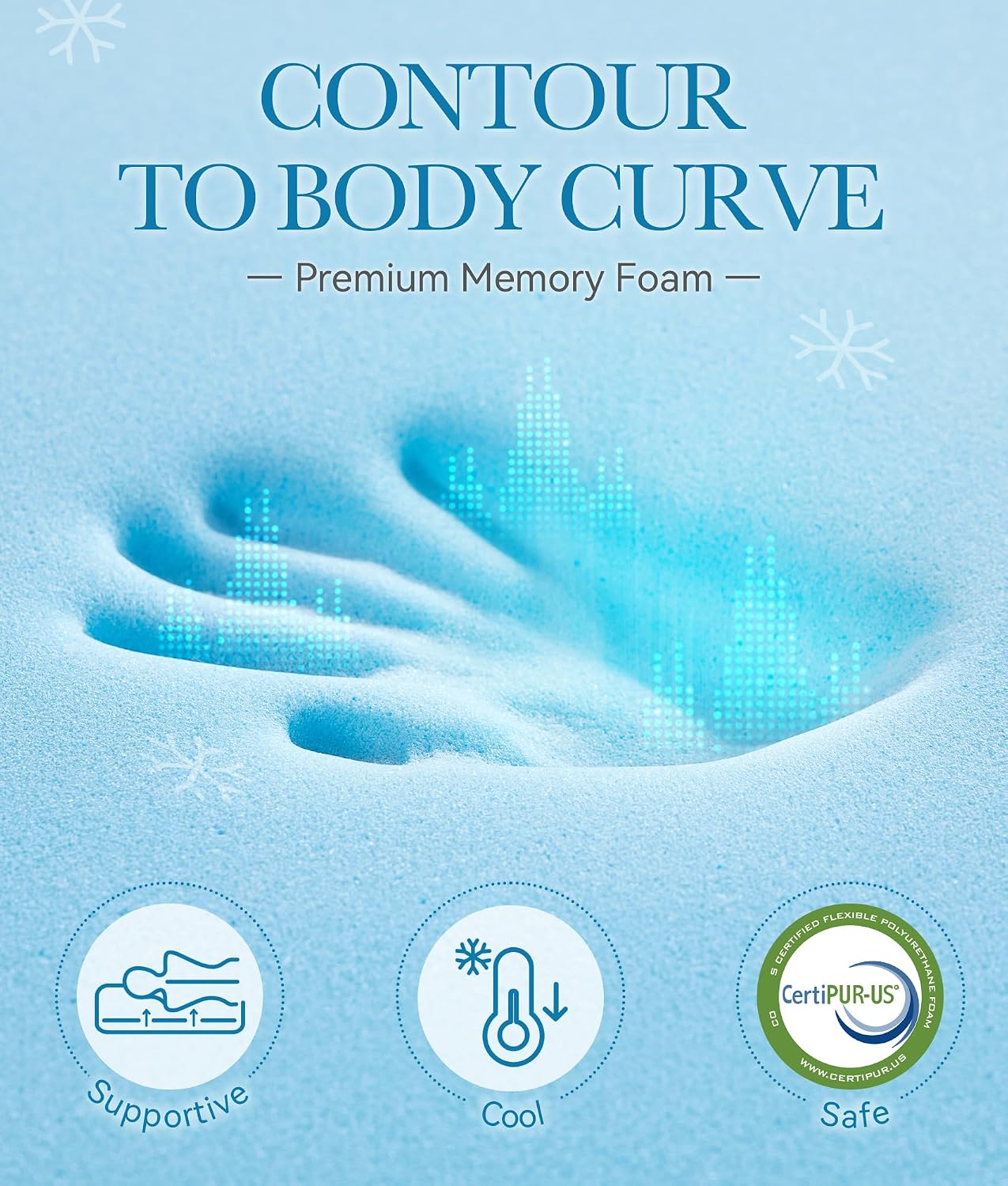 BDEUS Waterproof Dual Layer 3 Inch Memory Foam Mattress Topper Queen Size, 2 Inch Gel Memory Foam Plus 500 GSM Down Alternative Quilted Pillow Top Mattress Pad Cover for Kids, Pets