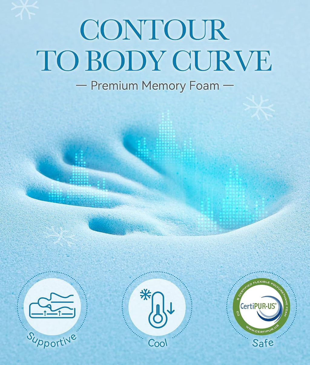 BDEUS Waterproof Dual Layer 3 Inch Memory Foam Mattress Topper Twin XL Size for Dorm Room, 2 Inch Gel Memory Foam Plus 500 GSM Down Alternative Quilted Pillow Top Mattress Pad Cover for Kids, Pets
