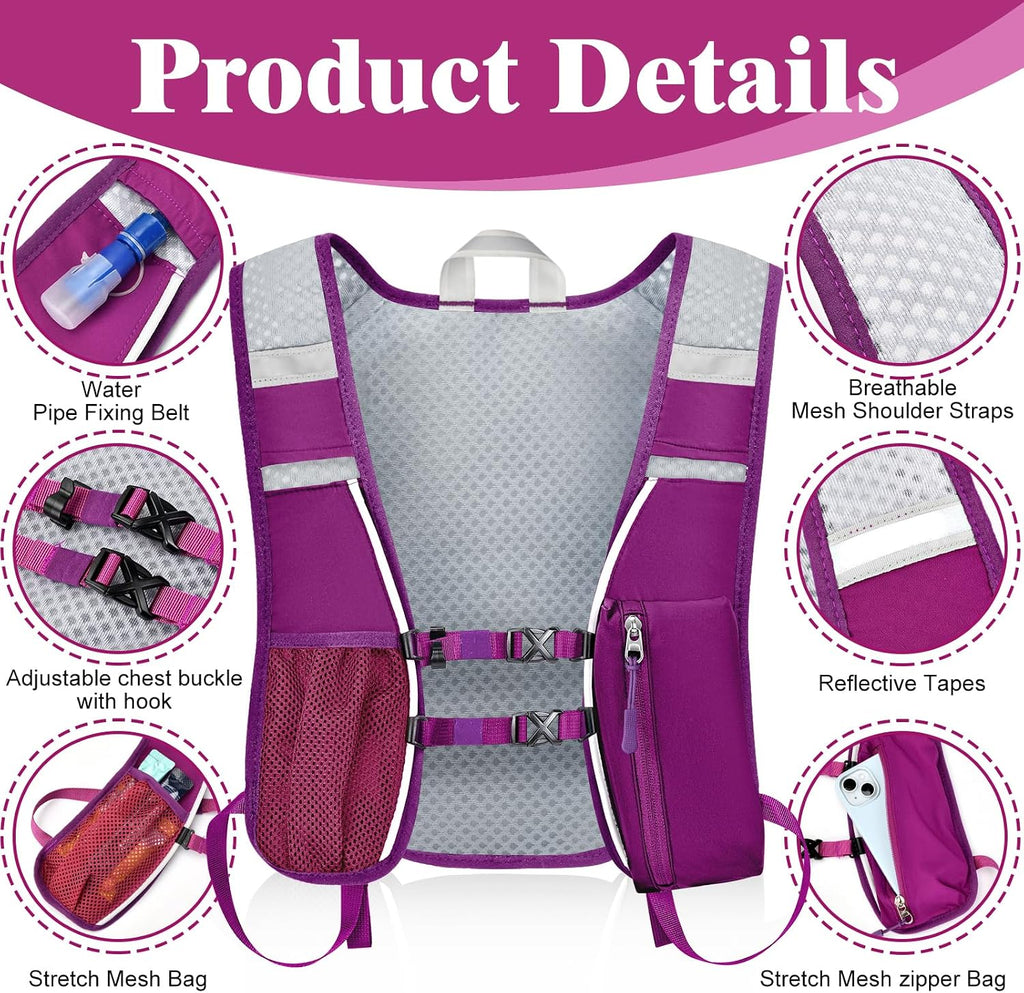 Hydration Backpack with 2L Water Bladder Bag, Lightweight and Breathable Running Vest for Men, Adjustable Chest Straps Water Pack for Cycling Hiking Climbing Outdoor